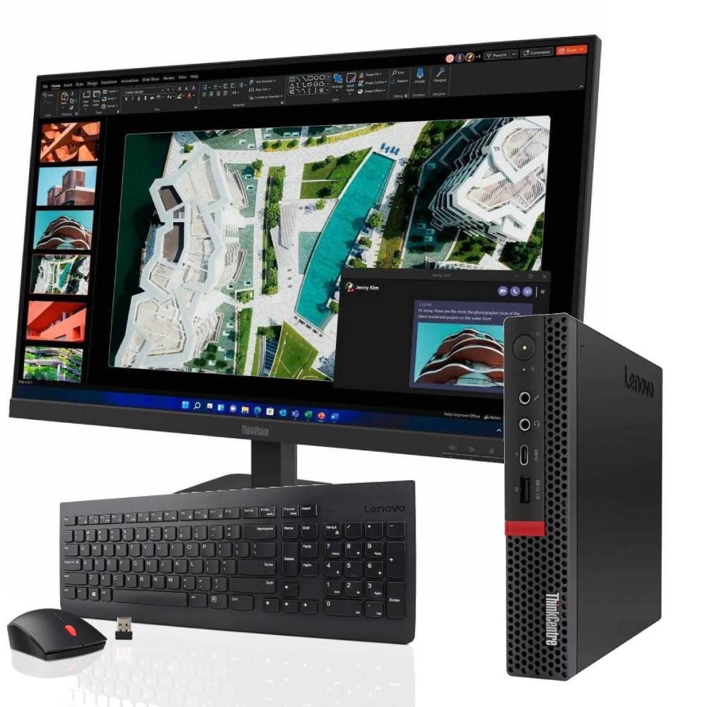 Lenovo ThinkCentre M920Q Mini-PC PC-Paket | Intel Core i5-8500T | SSD 512GB | Windows 11 Pro VESA-Halterung und DVD AOC 22P1W 22″ FullHD-LED-Monitor und Maus- und Tastatur-Kit Ihr Büro im Miniformat