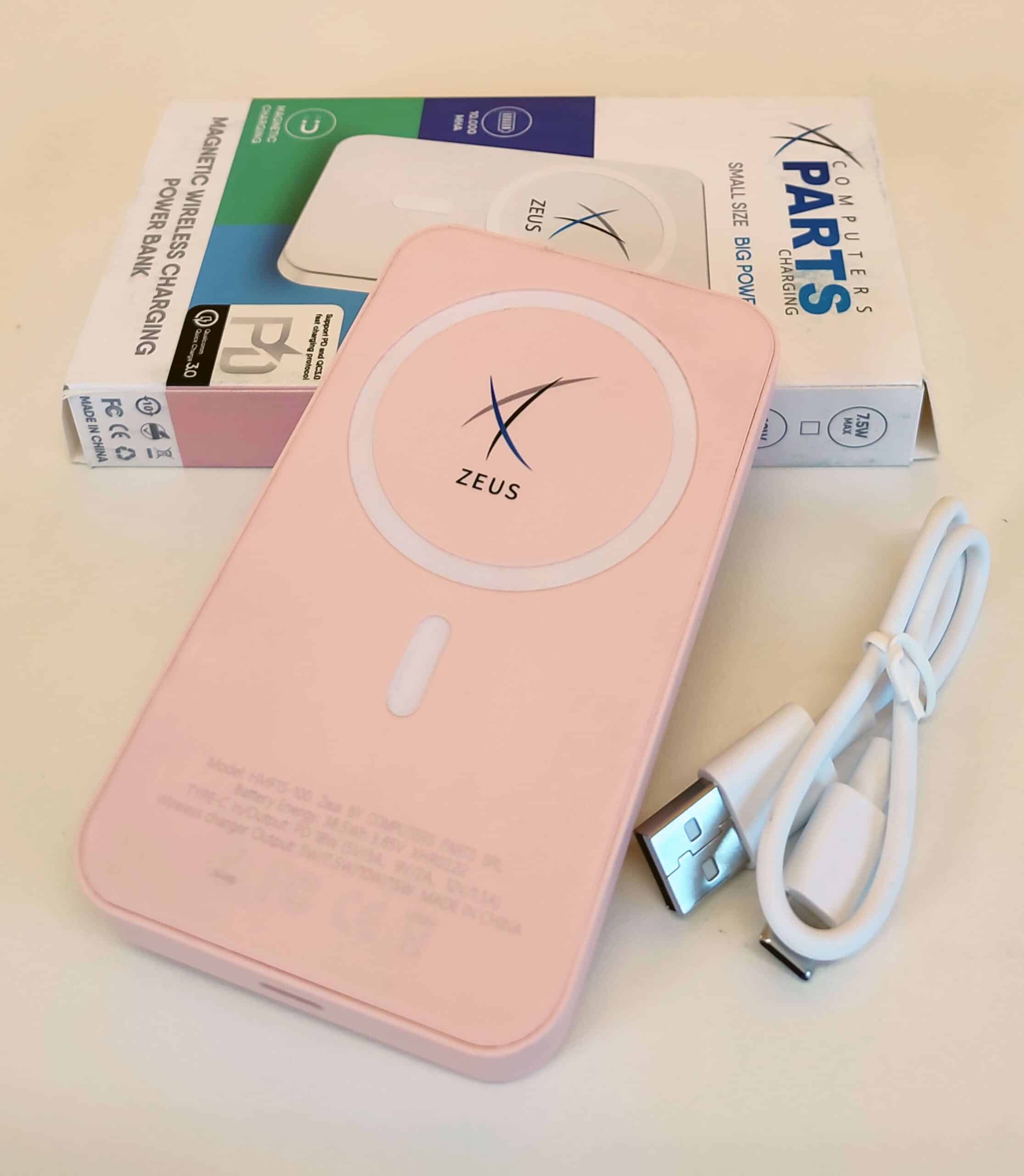 Zeus Power Bank MagSafe 10,000 mAh Wireless Charging Qualcomm Quick Charge 3.0 Compatible with Iphone Samsung Xiaomi Huawei