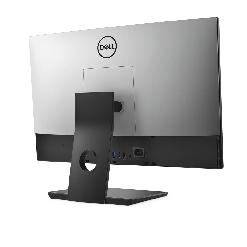 Vista posteriore angolata del Dell OptiPlex 7460 All In One Touch 24" i5-8500 Ricondizionato, con connettività completa per uso professionale.
