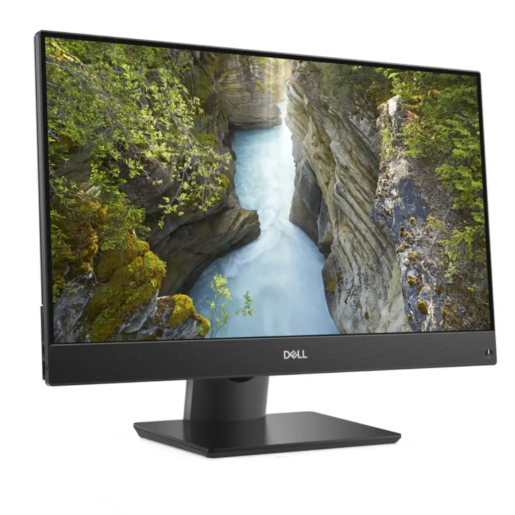 Dell OptiPlex 7460 All In One Touch 24" i5-8500 Ricondizionato, vista angolata del monitor con display acceso, ideale per casa e ufficio.