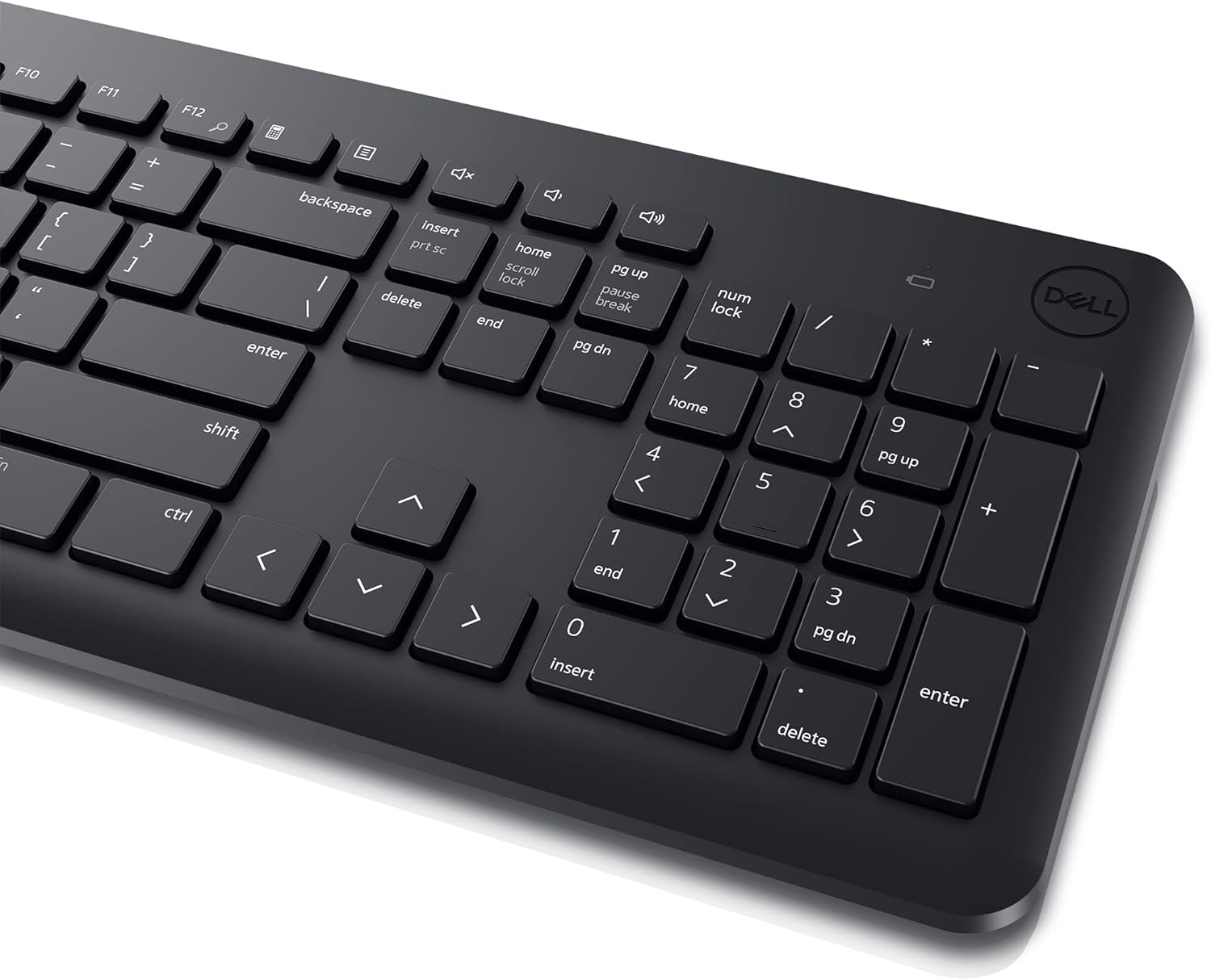 Dettaglio tastierino numerico del kit Dell KM3322W, ideale per attività di calcolo e produttività con layout italiano.