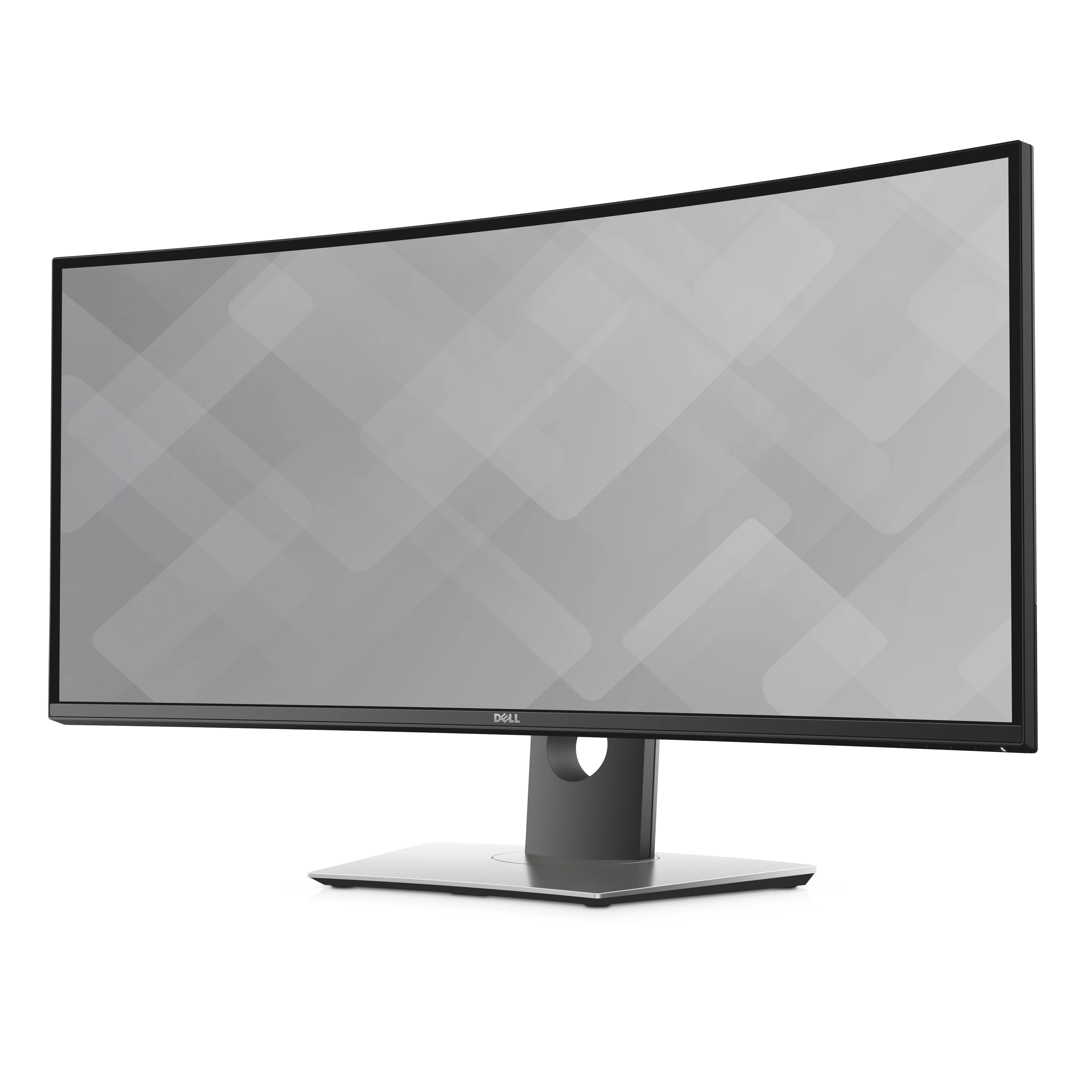 Monitor curvo Dell UltraSharp U3417W 34 pollici ricondizionato vista frontale angolata schermo acceso