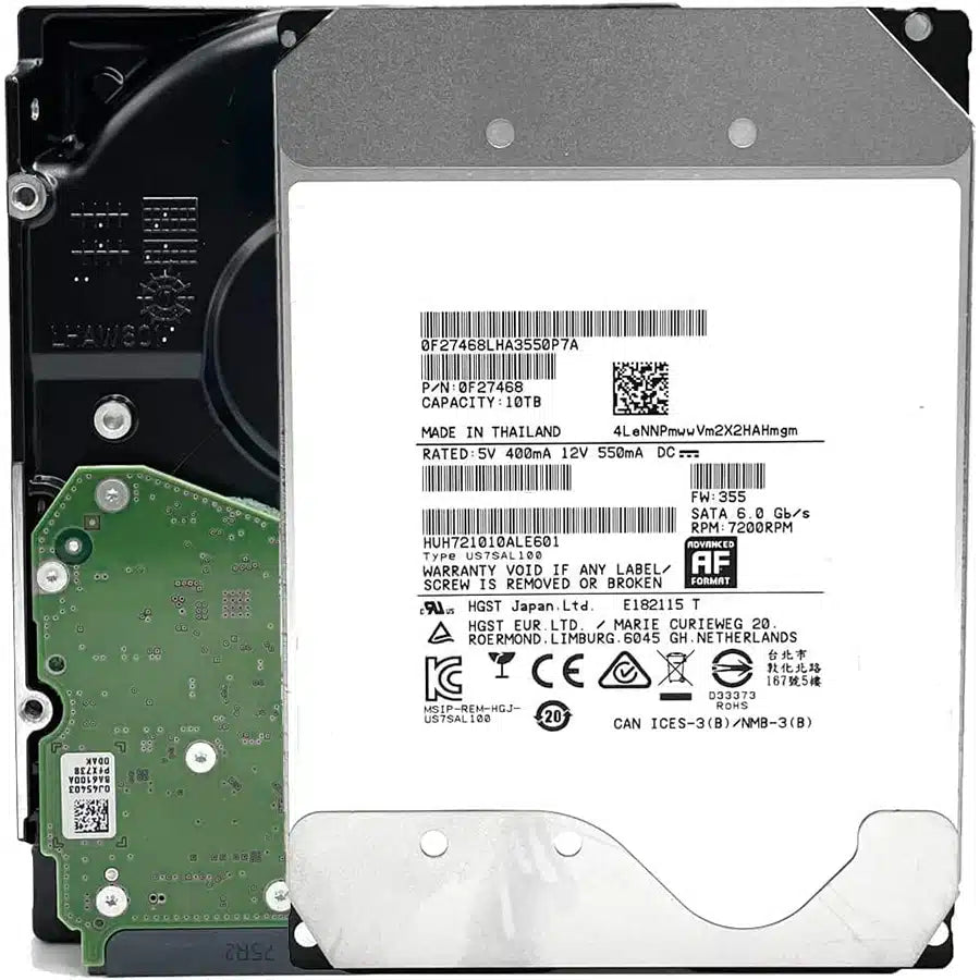 Hard Disk HGST da 10TB 3.5" - 0F27468 SATA 6.0Gb/s 7200 RPM Storage di Alta Capacità
