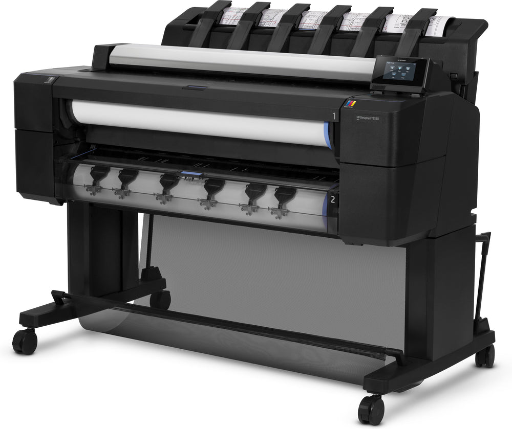 Plotter HP DesignJet T2530 multifunzione ricondizionato, ideale per stampe di grande formato con design compatto e funzionalità avanzate.