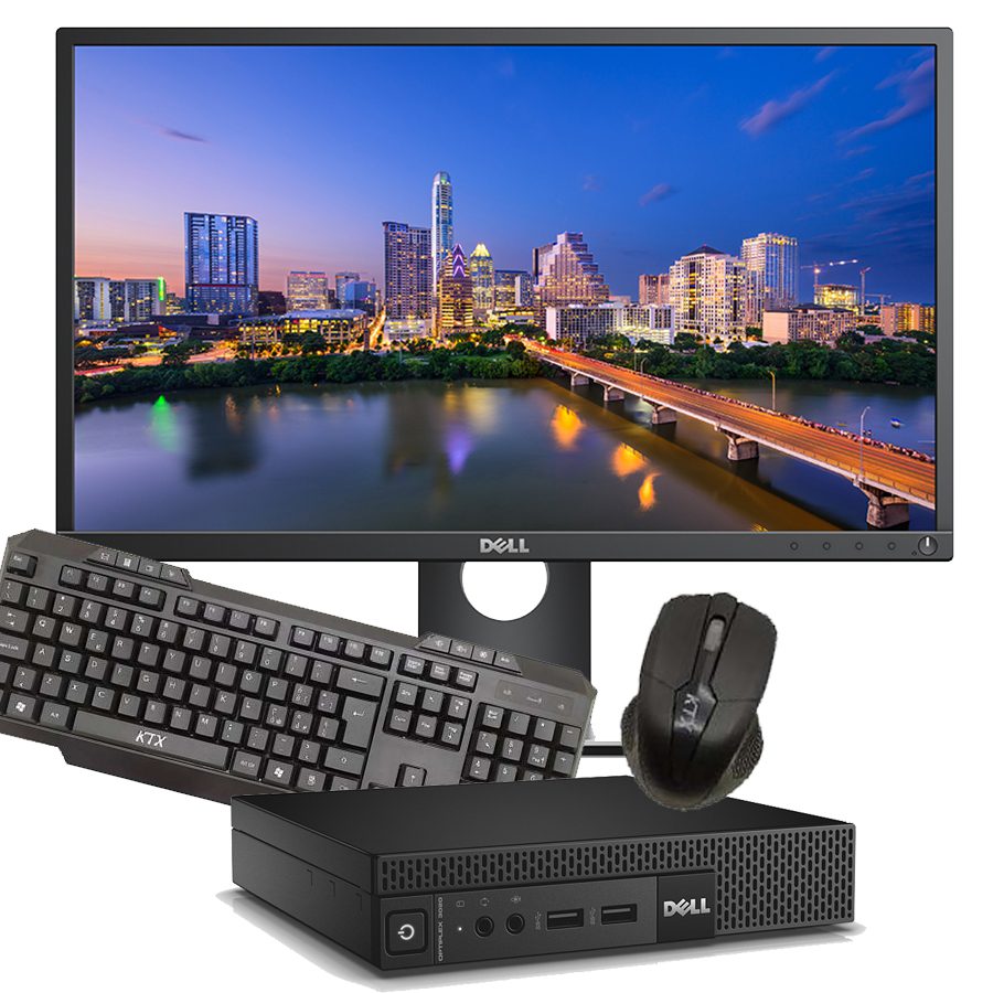 Refurbished Dell OptiPlex 3020 Mini PC Bundle Intel Core i7-4765T Quad Core Ram 8Gb SSD 240Gb Windows 10 Pro Dell P2217WH LED 22