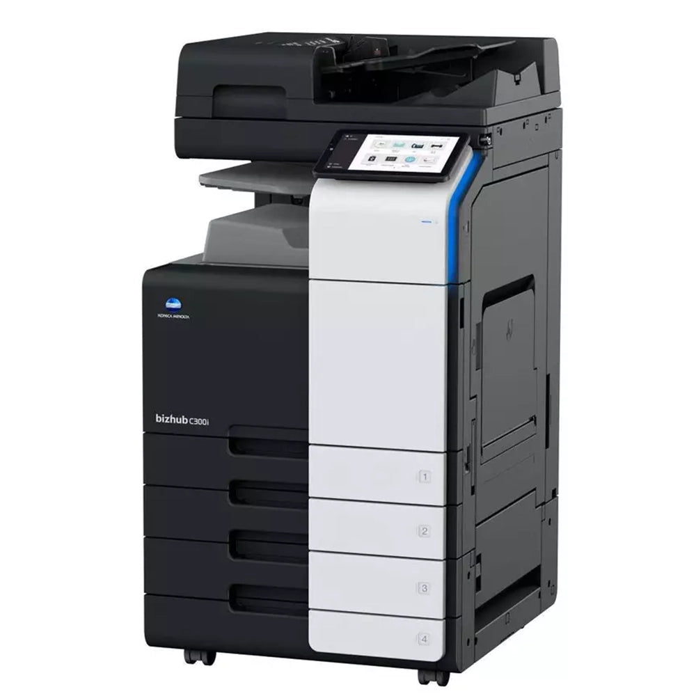Konica Minolta BizHub C300i ricondizionata, multifunzione laser a colori con design moderno e pannello touch per uffici professionali.