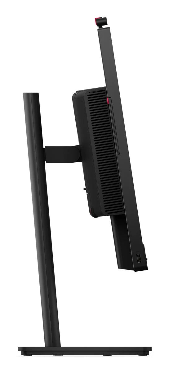 Profilo laterale del Lenovo TIO27 Gen6 con schermo sollevato: supporto regolabile in altezza fino a 155 mm