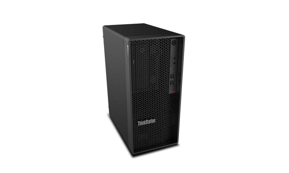 Lenovo ThinkStation P340 i7 RTX 2060 16GB vista angolare, torre elegante per uso professionale. Ricondizionato garantito su Messoanuovo.it.