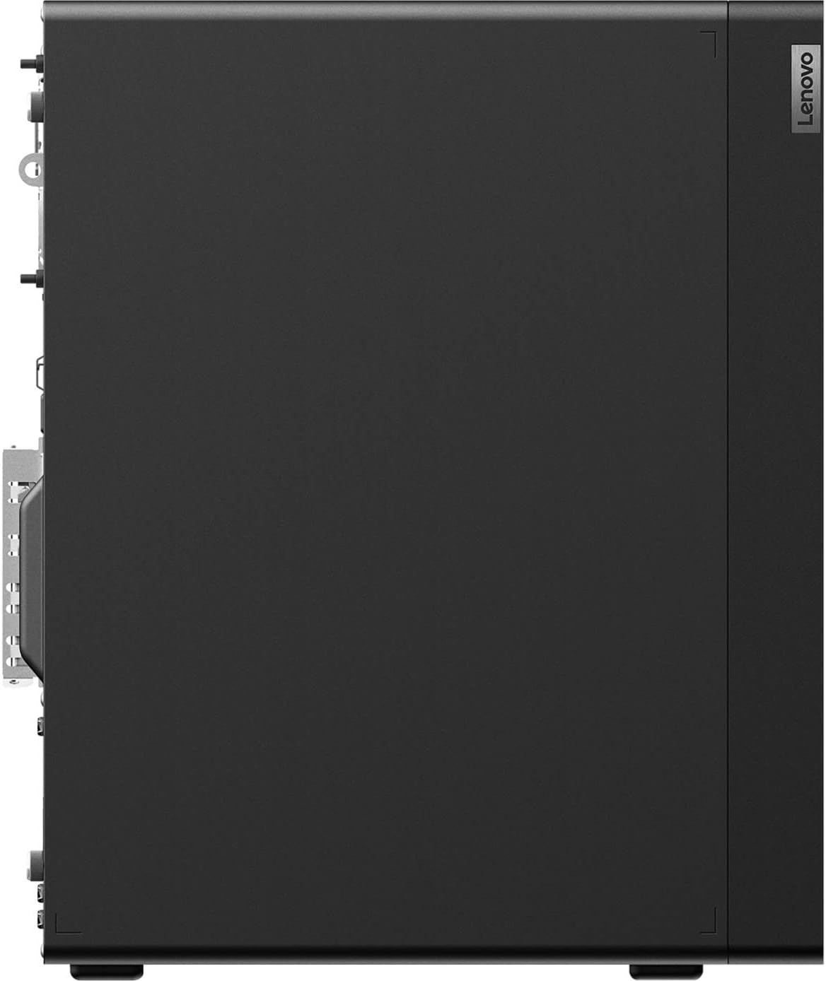 Vista laterale del case Lenovo ThinkStation P350 Tower, design compatto e robusto per ambienti professionali e tecnici.
