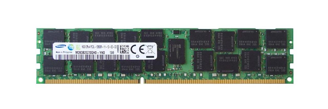 Samsung 16GB PC3-12800 DDR3-1600MHz ECC Registered CL11 240-Pin DIMM 1.35V Low Voltage Dual Rank Memory Module Mfr P/N M393B2G70QH0-YK0