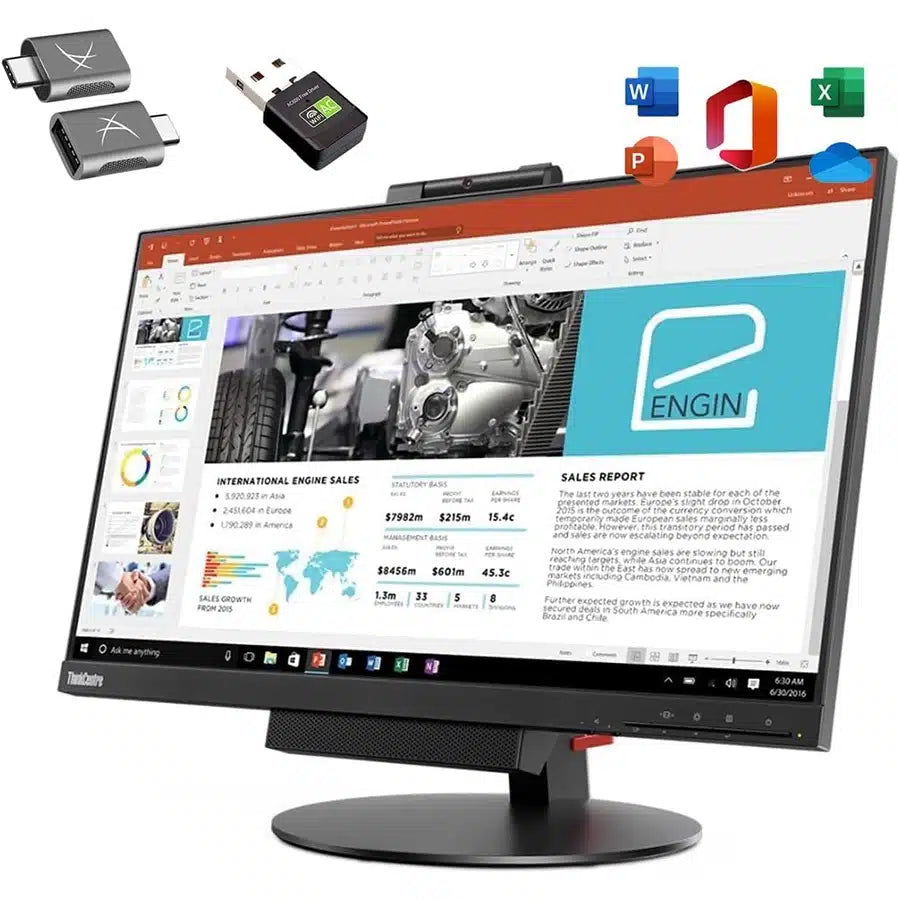 Alles in einem Lenovo ThinkCentre TIO24 Gen3 24″ Full HD M920Q | Intel Core i5-8500T | Display-Port USB 3 HDMI | 24-Zoll-Monitor Lenovo 11GCPAT1EU FullHD WebCam WiFi Windows 11 Pro Microsoft Office 2021-Adapter