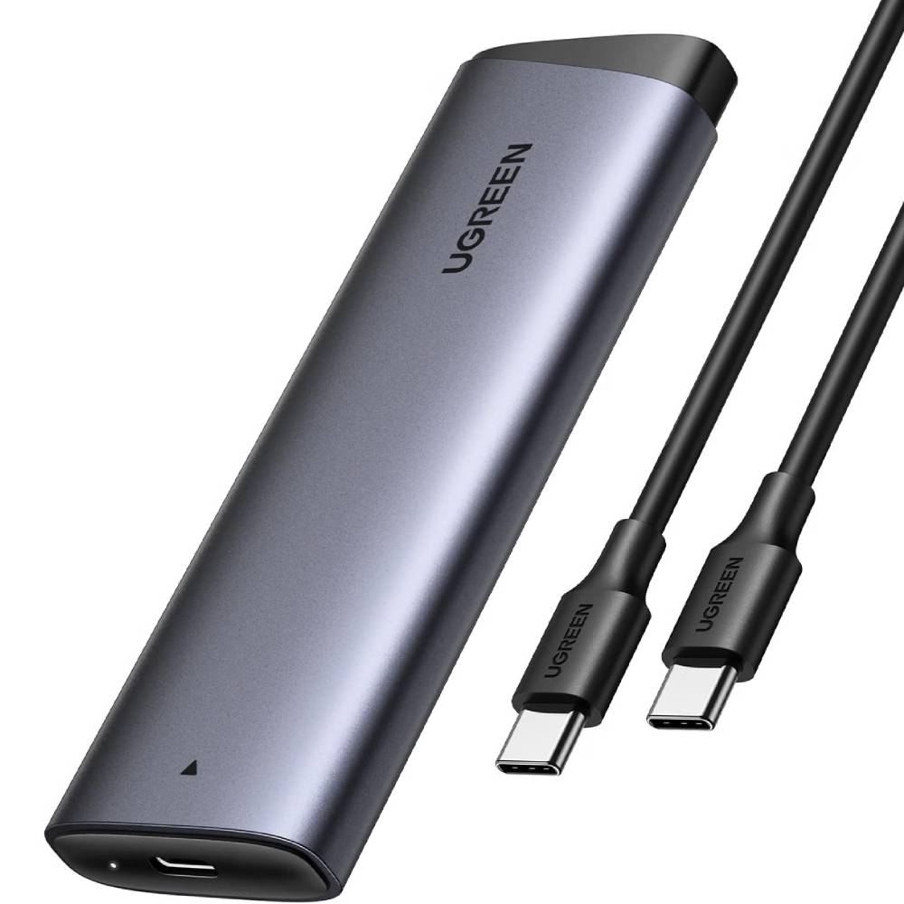 Ugreen CM767 custodia esterna SSD M.2 NVMe/SATA con cavo USB-C incluso, colore grigio siderale