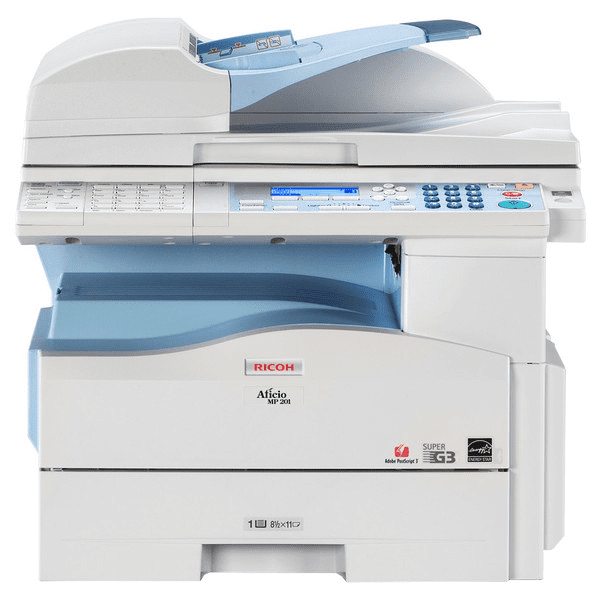 Ricoh Aficio Mp 201spf Multifunktions-A4-Laser Schwarzweiß 20 Seiten pro Minute 600 DPI Automatisches beidseitiges Scannen und Drucken im Netzwerk