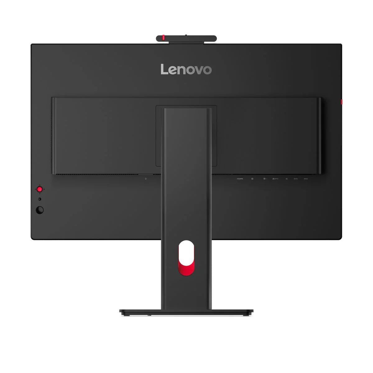 Monitor Lenovo nero visto da dietro, ideale per pc ricondizionati e workstation su Messoanuovo.it