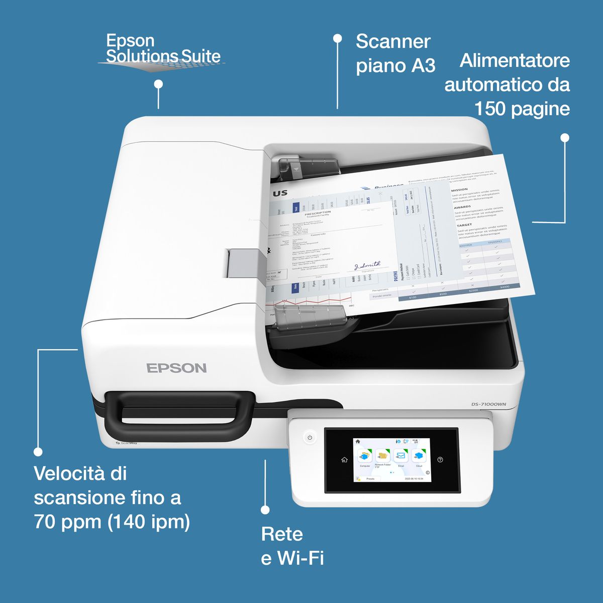 EPSON WORKFORCE DS-71000WN - SCANNER PIANO A3