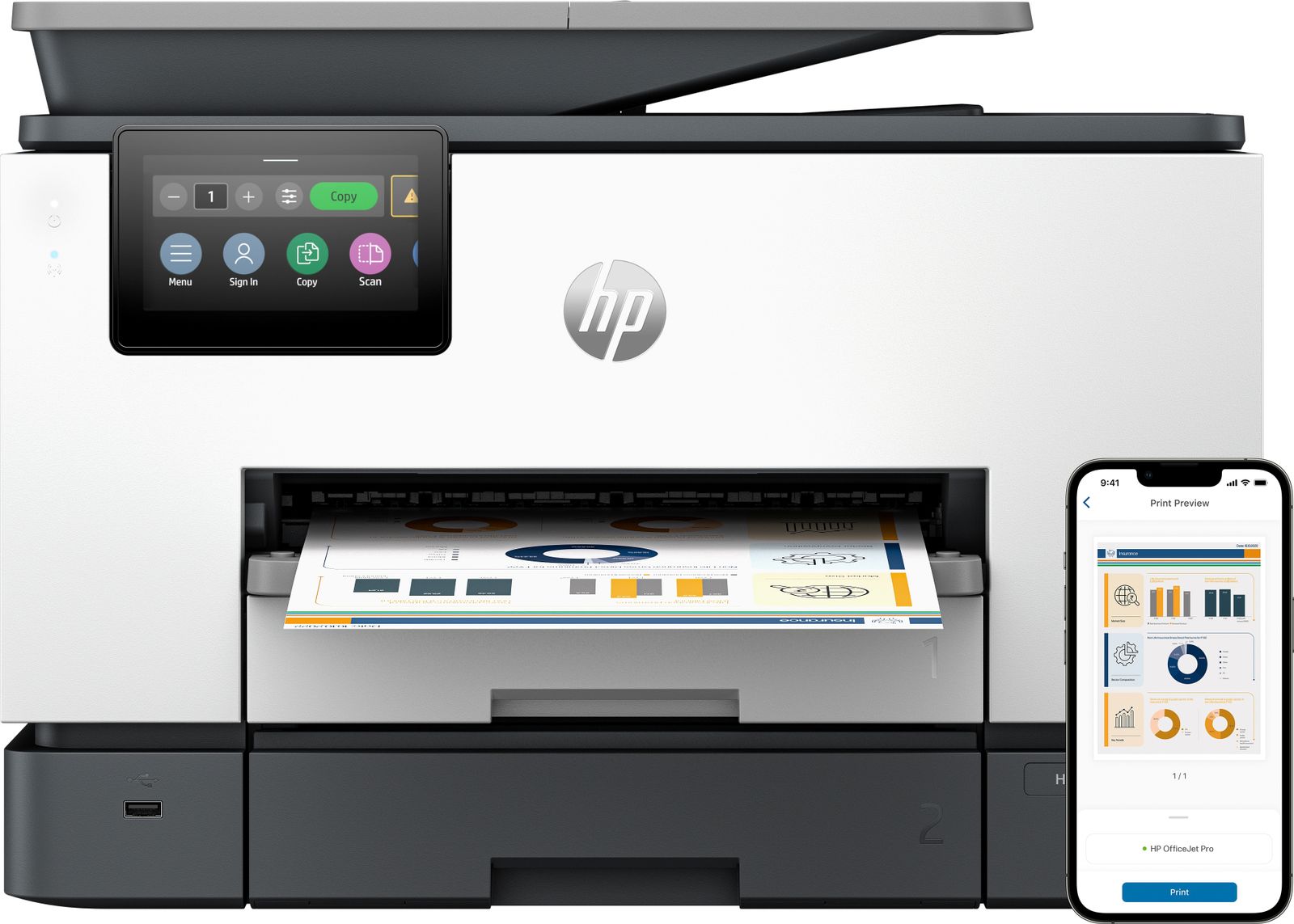 HP INC. OJ PRO 9130B MFP FAX 25/16PM ET/W ADF SCAN FR 500F