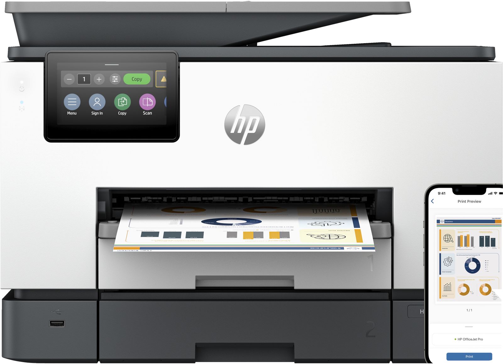 HP INC. OJ PRO 9130B MFP FAX 25/16PM ET/W ADF SCAN FR 500F