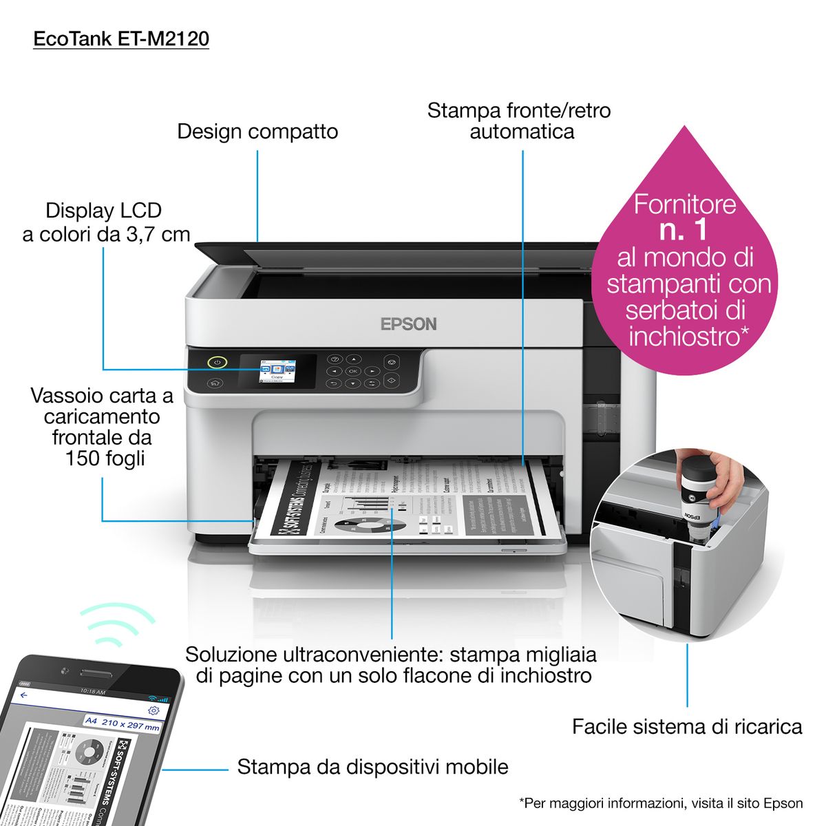 EPSON MULTIFUNZIONE INKJET - ET-M2120 A4 - B/N