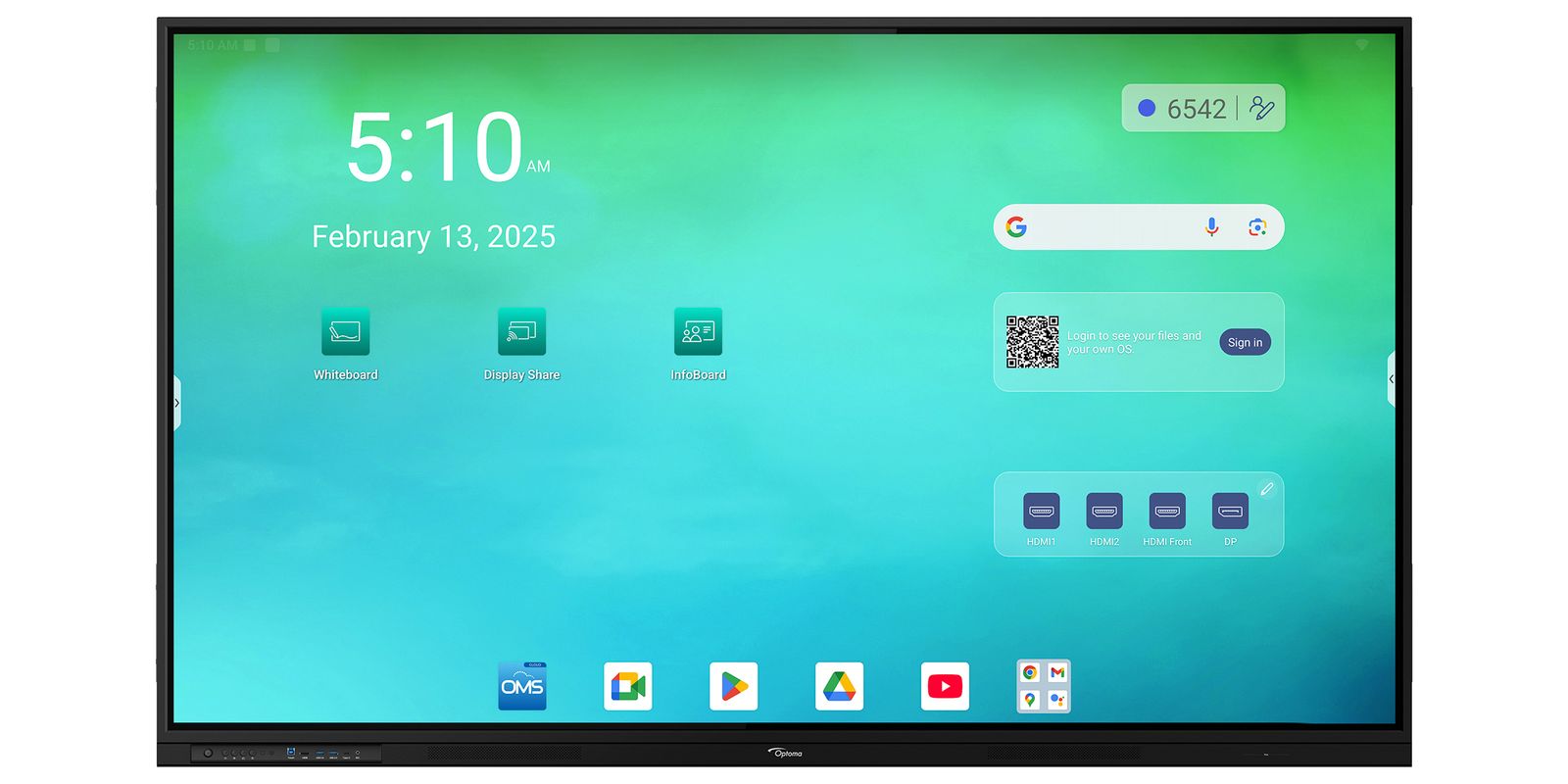 OPTOMA 86 -ANDROID 14 4k 8/64gb google edla touch 2x20W
