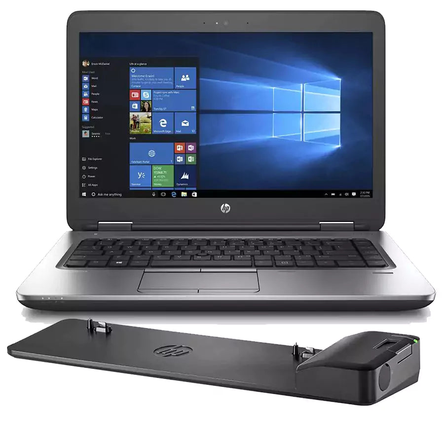 HP ProBook 645 G2 14″ HD-Notebook-Paket | AMD A6-8500B 1,6 GHz | Webcam-Tastatur ITA | Windows 10 Pro + HP UltraSlim D9Y19AV Dockingstation