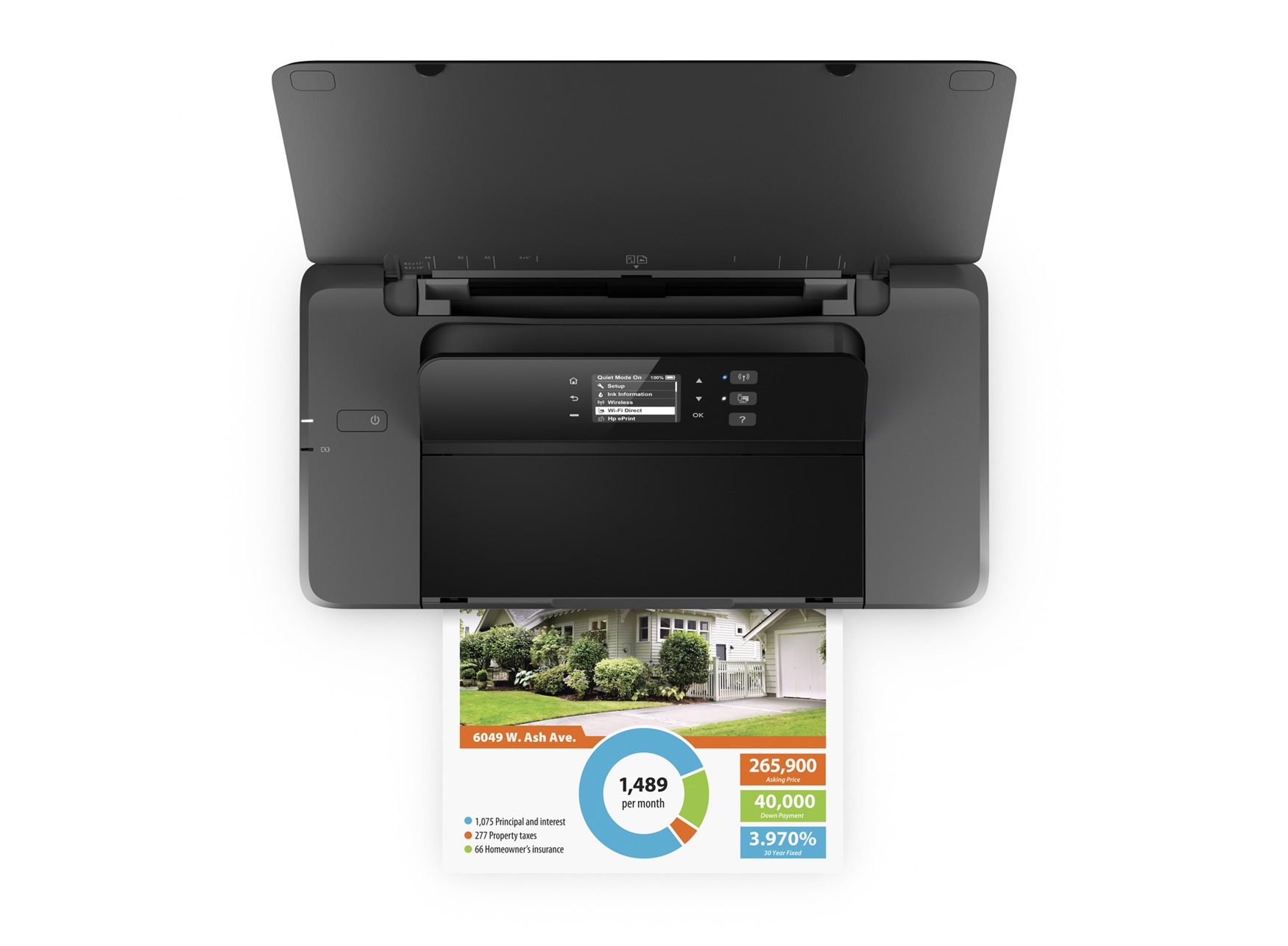 HP OfficeJet 200 Portable A4 Color InkJet Printer with Battery USB WiFi 19ppm 1200 x 1200 dpi 