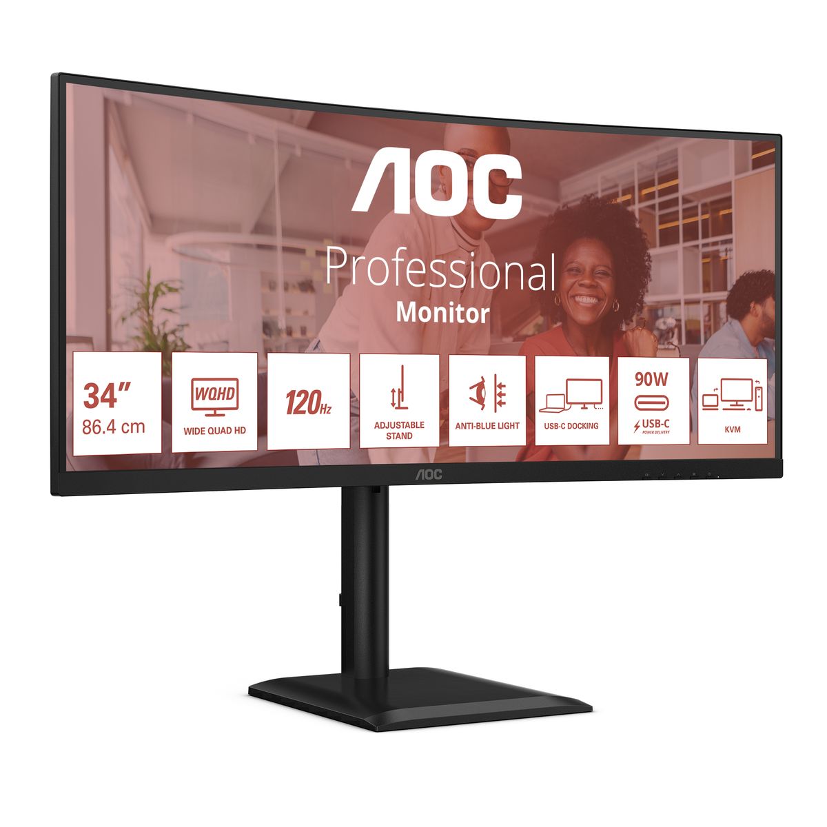 AOC 34 3440X1440 CURVO MULTIMED HDMIX2 DP USB