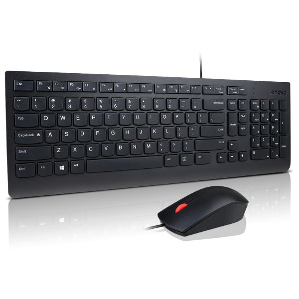Lenovo Essential Wired Combo Kit Tastiera e Mouse USB | Layout Italiano | Nero | Nuovo