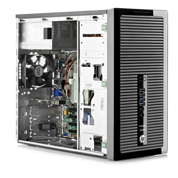 HP ProDesk 405 G2 MT komplette Workstation | AMD A8-6410 2,4 GHz | 8 GB RAM | SSD 256 GB | Windows 10 Pro + 20-Zoll-HD-Monitor HP E202 + Maus- und Tastatur-Kit + Web-Kopfhörer mit Mikrofon + USV Riello iPLUG IPG 800 IT