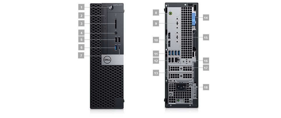 Dell Optiplex 5070 SFF | Intel Core i7-9700 3Ghz | 8/16Gb Ram | SSD NVMe 256Gb | DVD | Windows 11 Pro