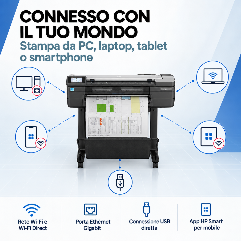 HP DesignJet T830 WI-FI  Plotter Multifunzione Ricondizionato 24" (A1)